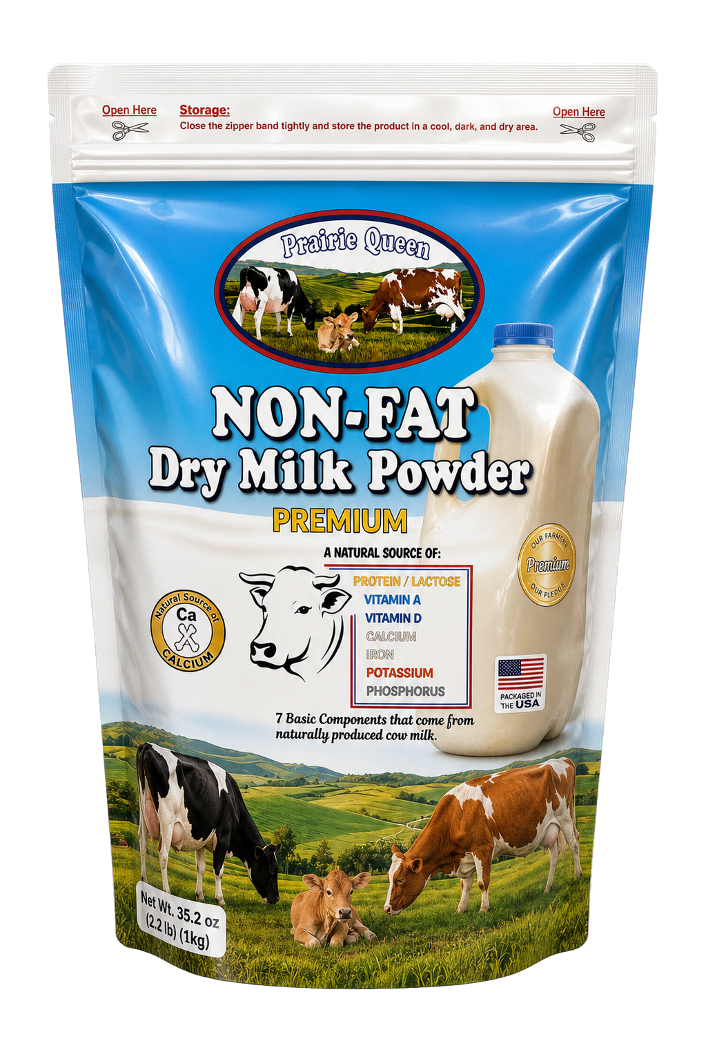 Prairie Queen non-fat milk powder English pack
