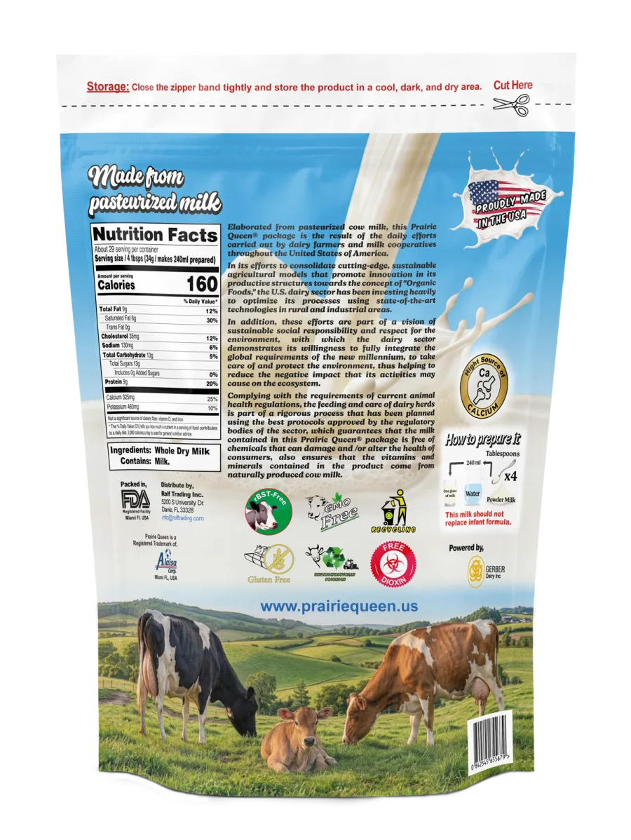 Whole milk powder English back