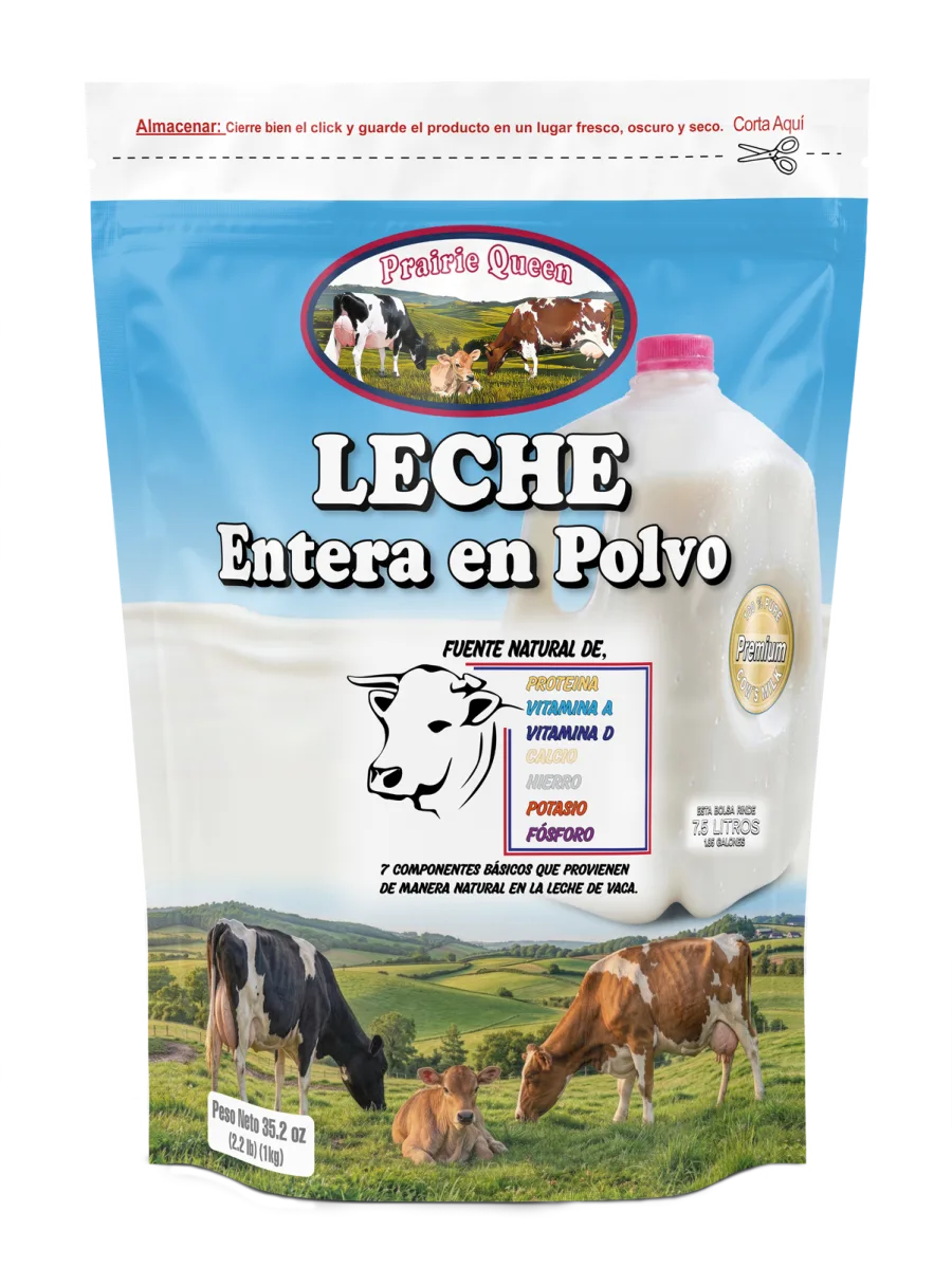Bolsa Prairie Queen leche entera en polvo en español
